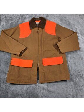 Ranger Jacket Mens XL Brown Canvas Hunting Orange Game Pocket USA Field Coat